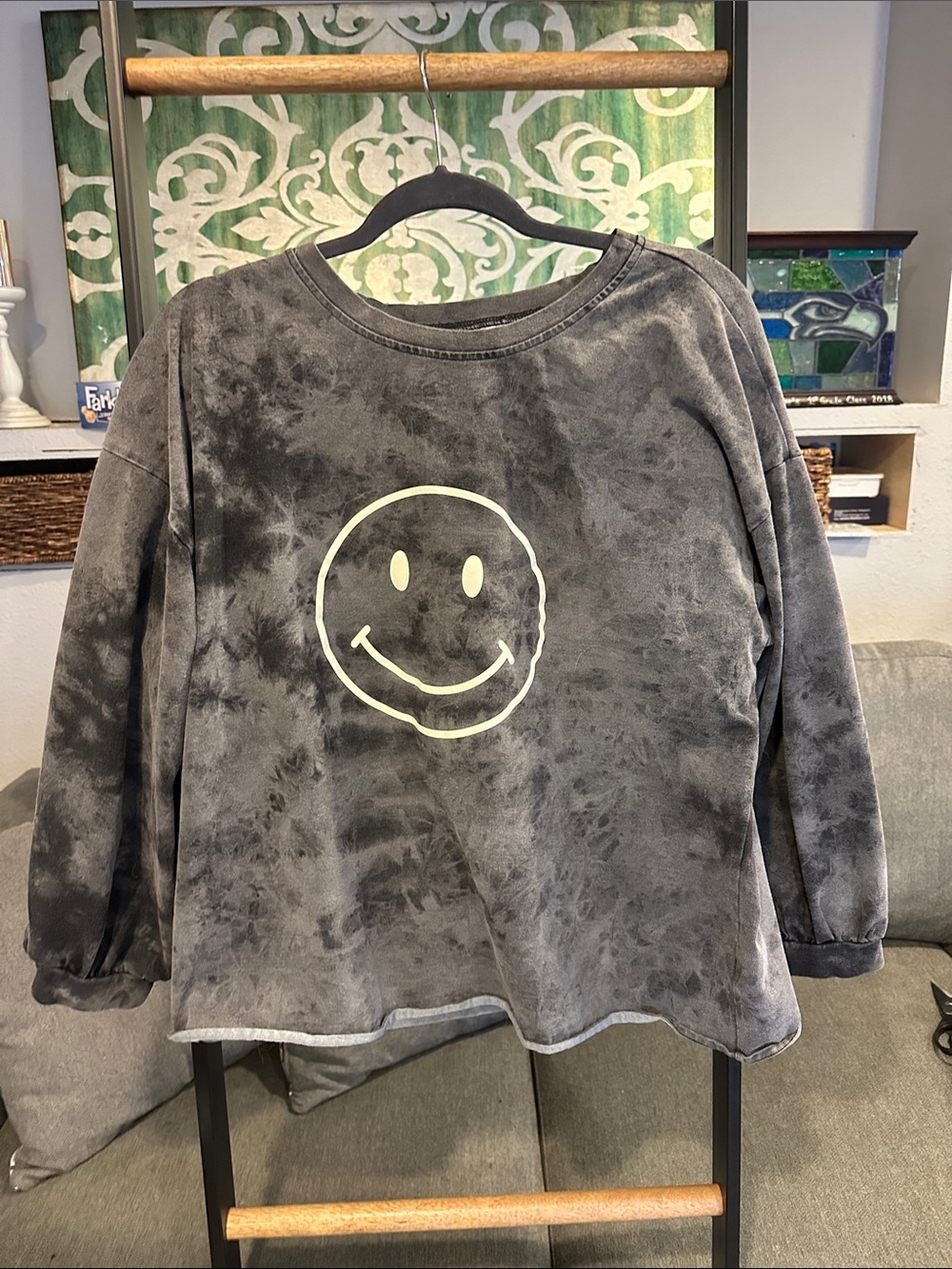 Hayden Charcoal Gray Sweatshirt with Neon Yellow Graphic